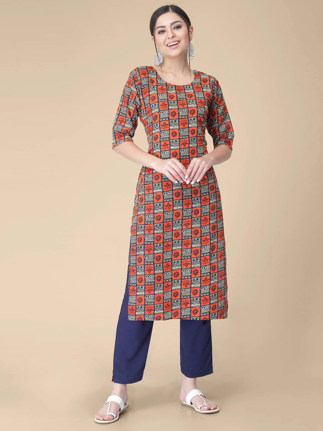 1 Stop Fashion - Red Crepe Women's Straight Kurti ( Pack of 1 ) 1 Stop Fashion - Red Crepe Women's Straight Kurti ( Pack of 1 )