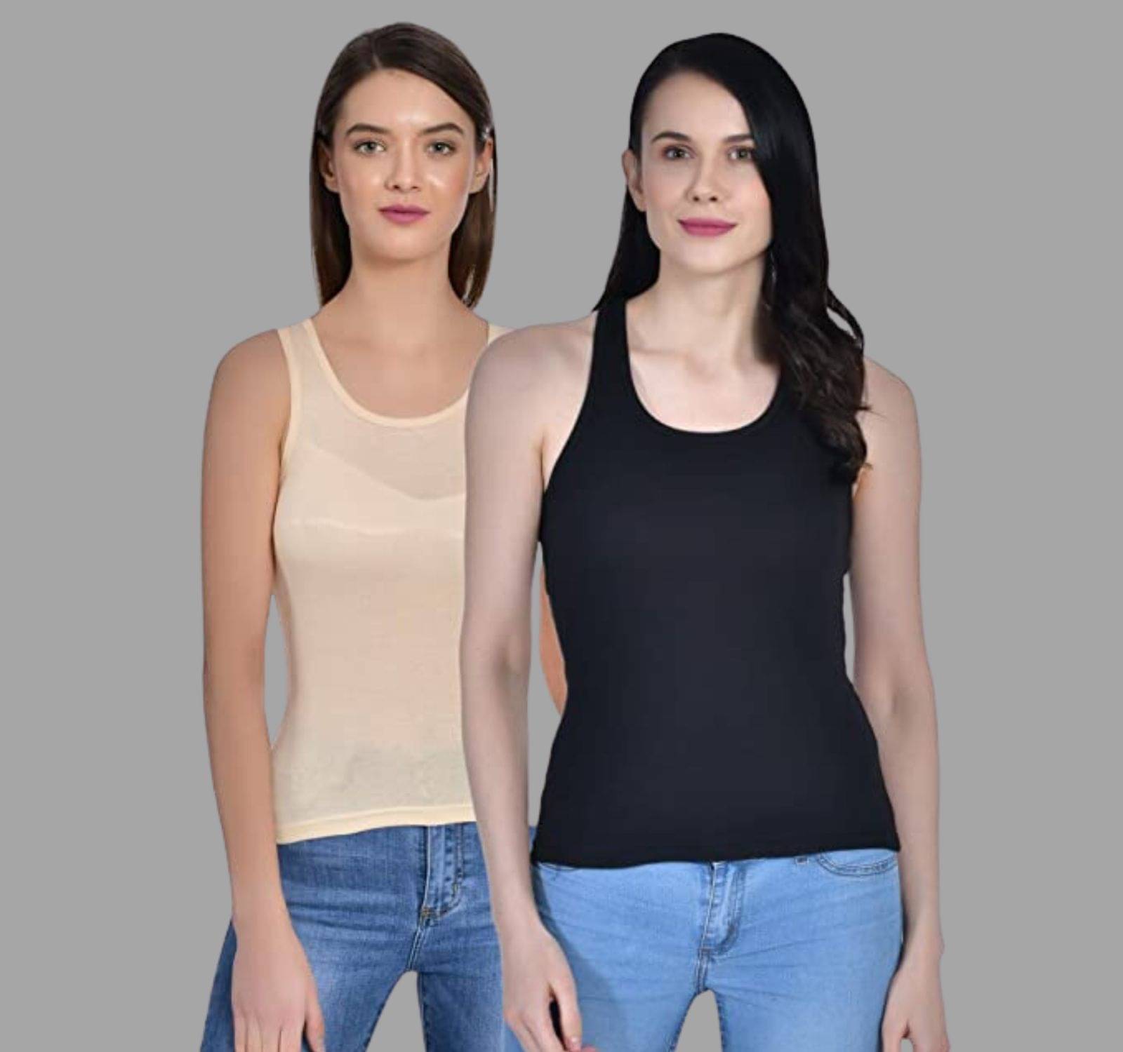 AIMLY Cotton Camisoles - Beige Pack of 2     			AIMLY Cotton Camisoles - Beige Pack of 2