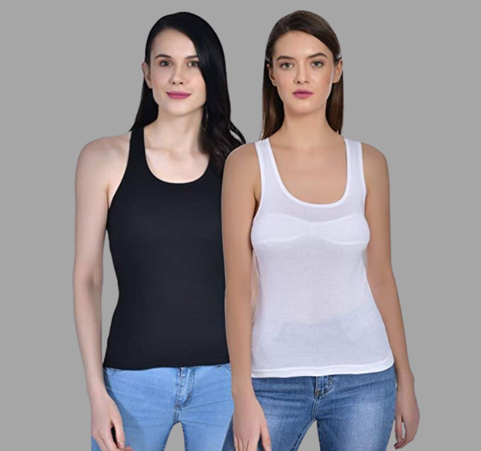     			AIMLY Cotton Camisoles - Black Pack of 2