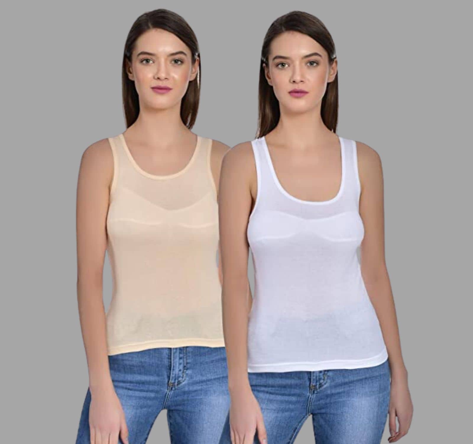 AIMLY Cotton Camisoles - White Pack of 2