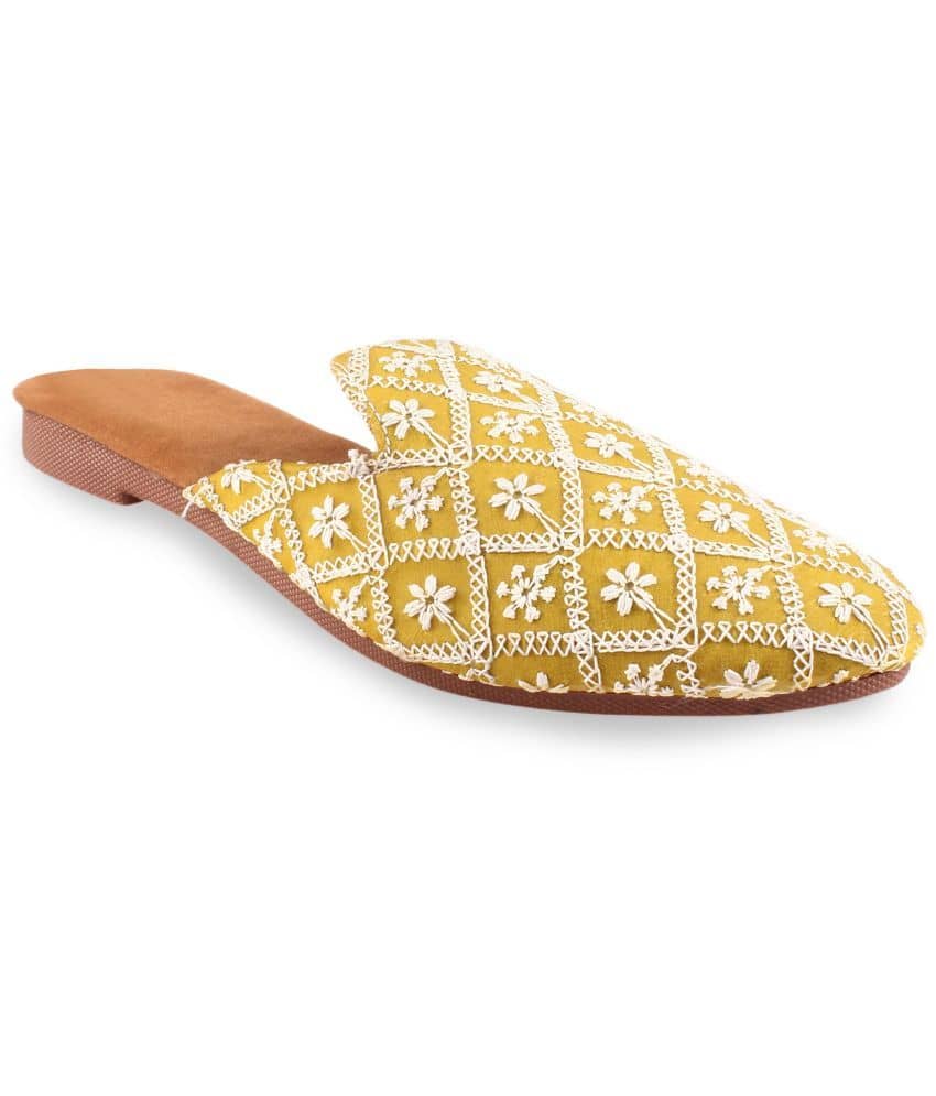 Apratim - Mustard Women's Mules - Ethnic Shoes | Buy online on ZillyBuy