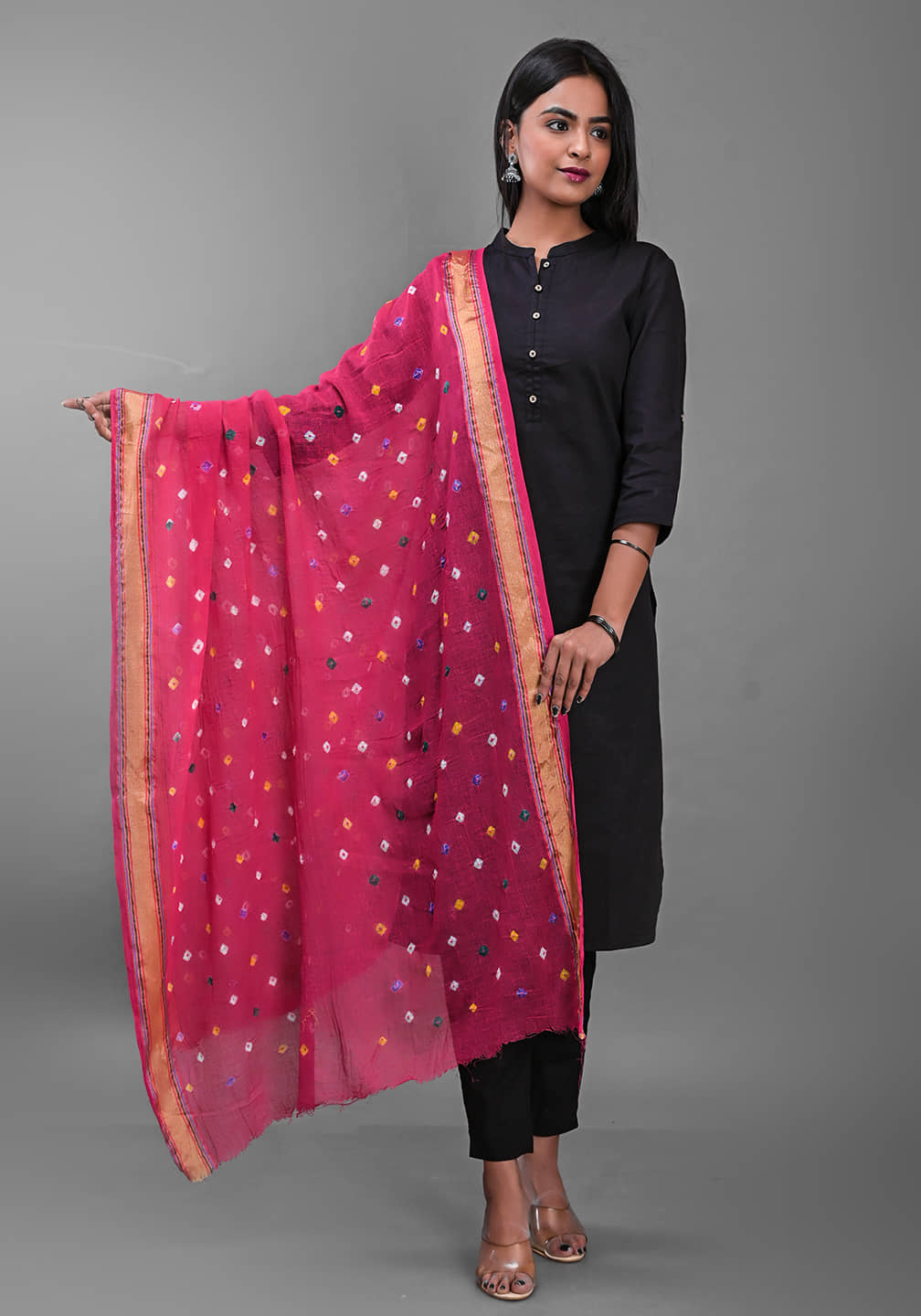 Apratim - Pink Cotton Women's Dupatta - ( Pack of 1 ) - Dupattas & Shawls | Buy online on ZillyBuy