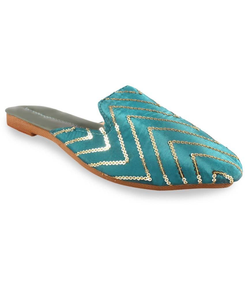 Apratim - Sea Green Women's Mules - Ethnic Shoes | Buy online on ZillyBuy