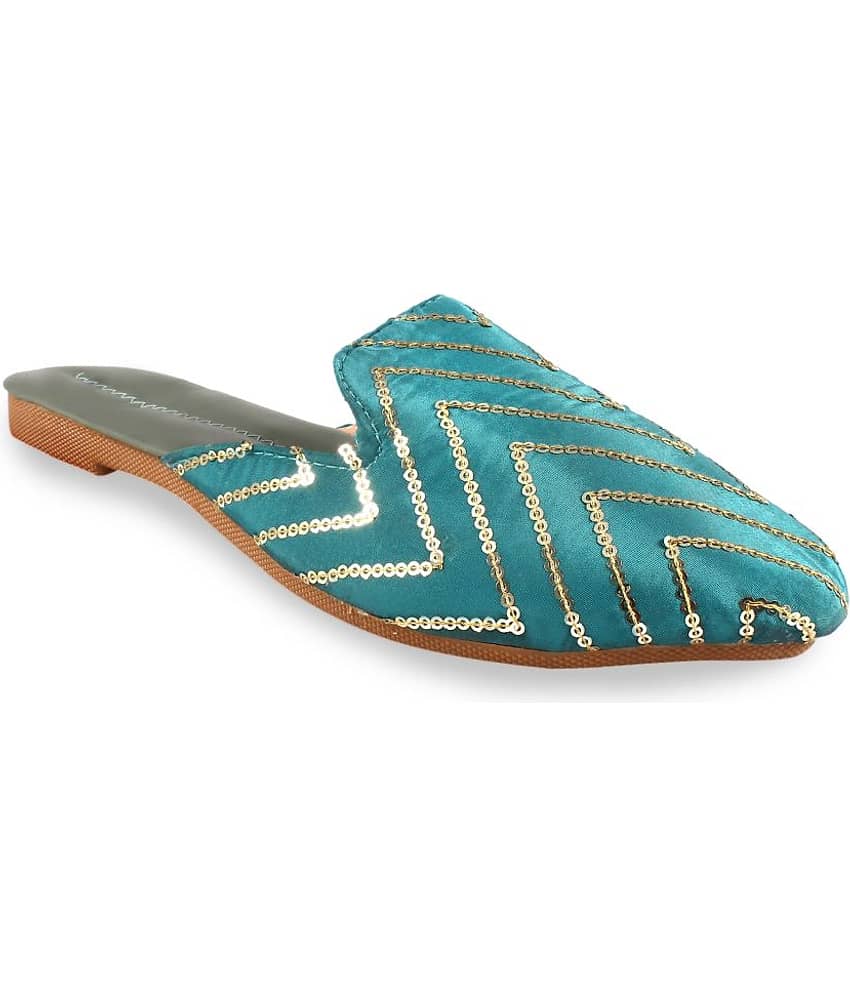 Apratim - Sea Green Women's Mules - Ethnic Shoes | Buy online on ZillyBuy