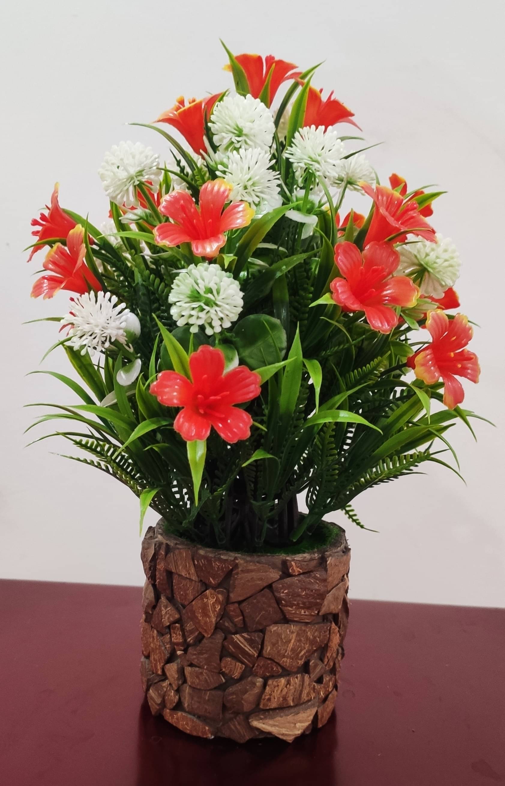     			BAARIG - Red Iris Artificial Flowers With Pot ( Pack of 1 )