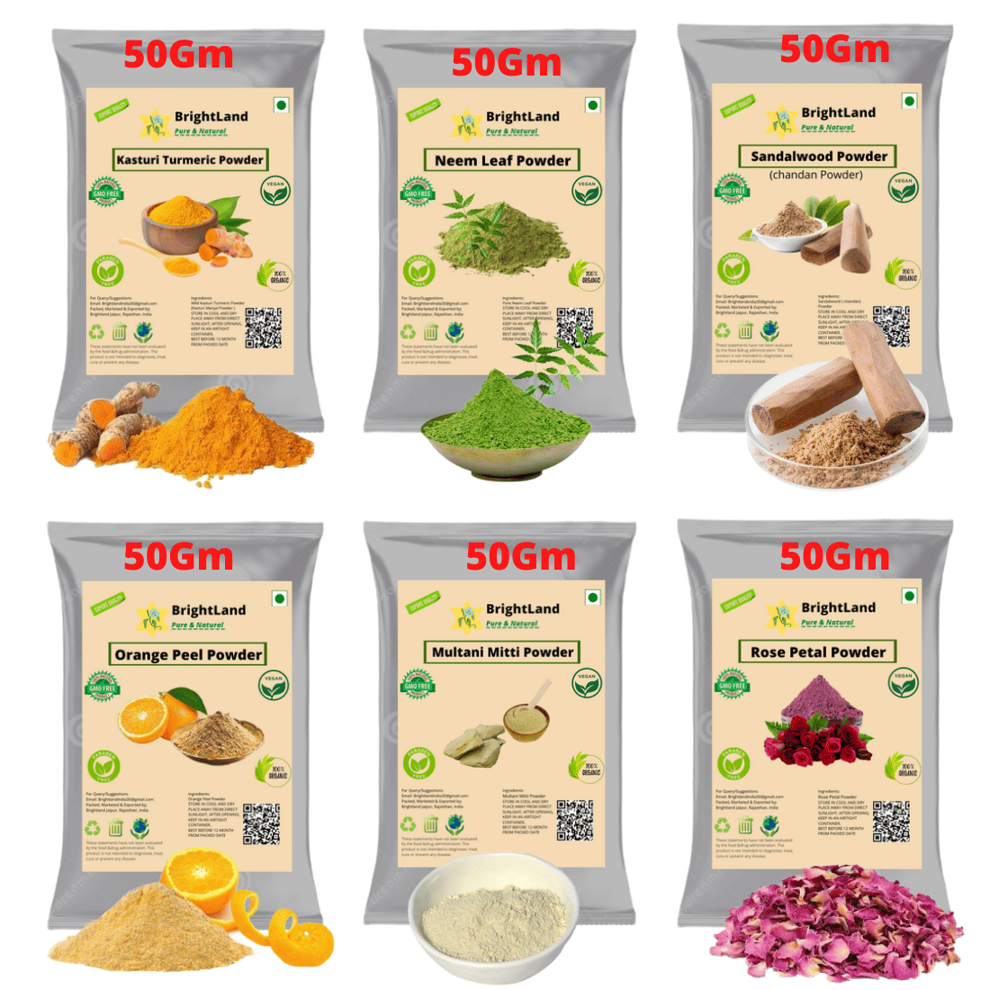 Brightland - Skin Brightening Face Pack For All Skin Type ( Pack of 6 )