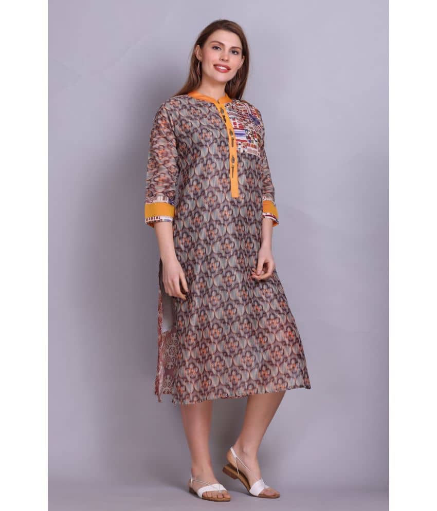 ELTHIA - Brown Silk Women's Straight Kurti ( Pack of 1 ) - Kurtis, Tunics | Buy online on ZillyBuy