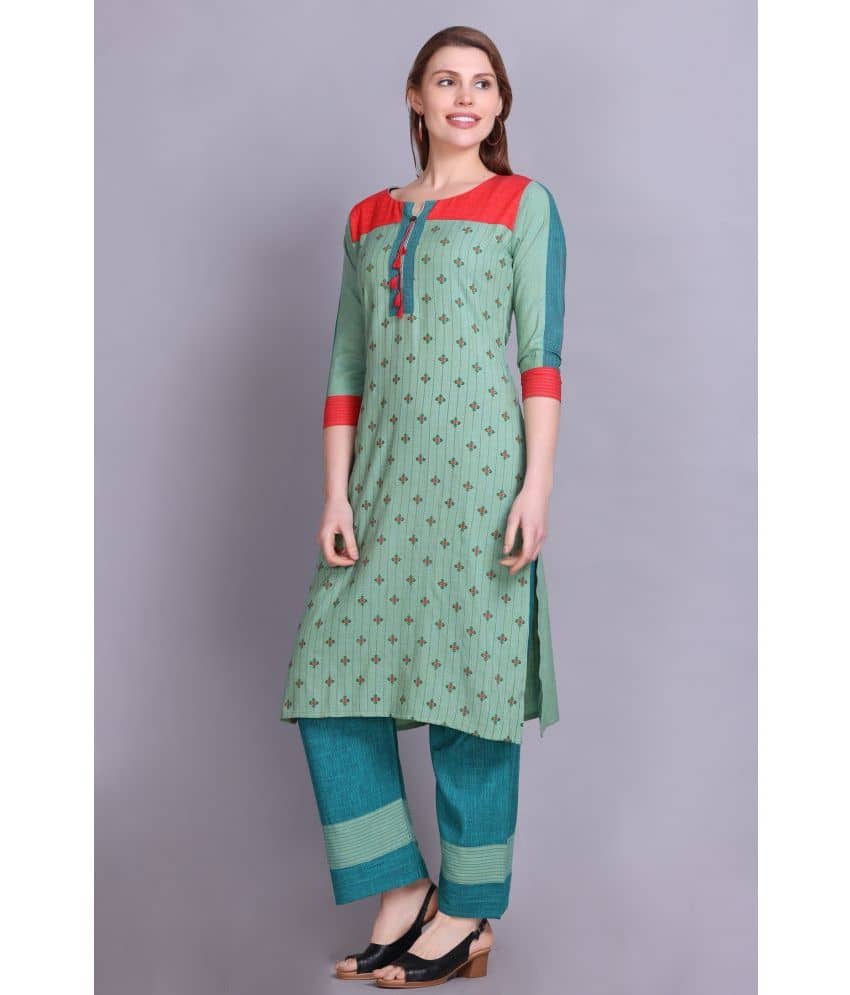 ELTHIA - Olive Cotton Women's Straight Kurti ( Pack of 1 ) - Kurtis, Tunics | Buy online on ZillyBuy