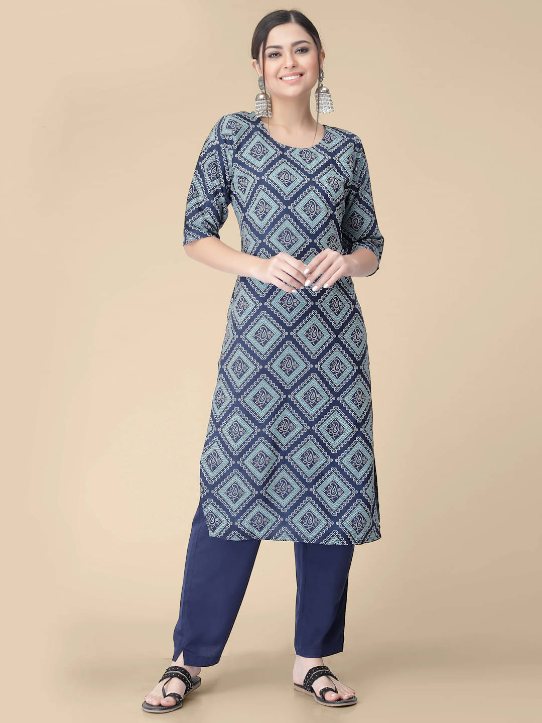 Etnicbasket - Light Blue Crepe Women's Straight Kurti ( Pack of 1 ) Etnicbasket - Light Blue Crepe Women's Straight Kurti ( Pack of 1 )