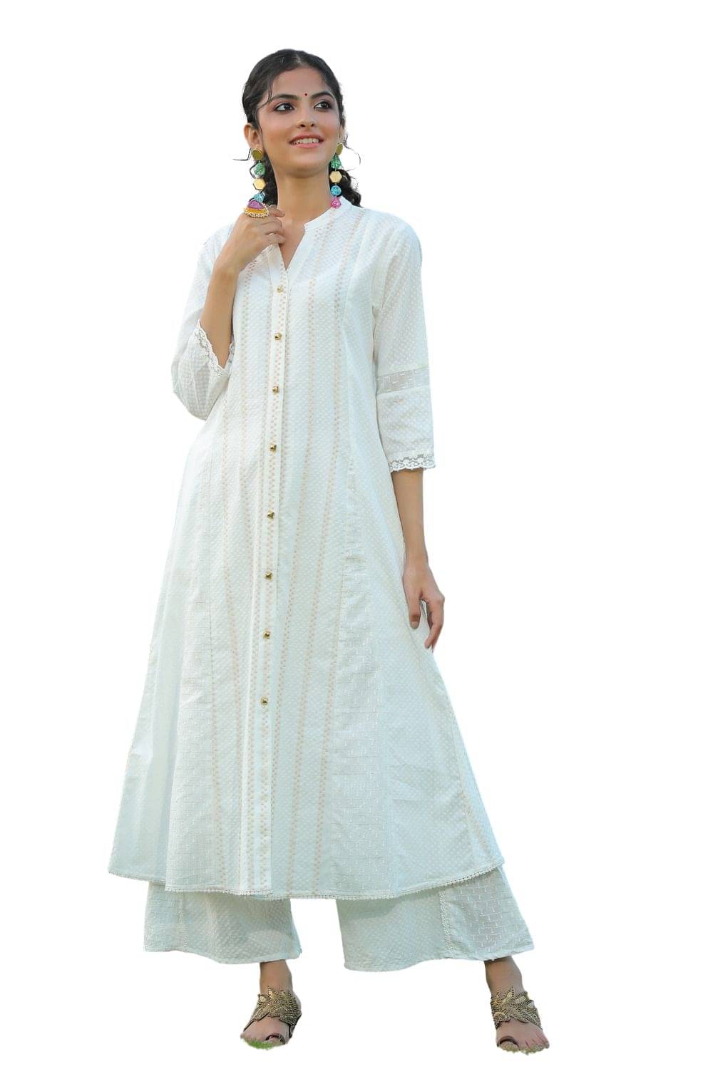     			Juniper - White Cotton Blend Women's A-line Kurti ( Pack of 1 )