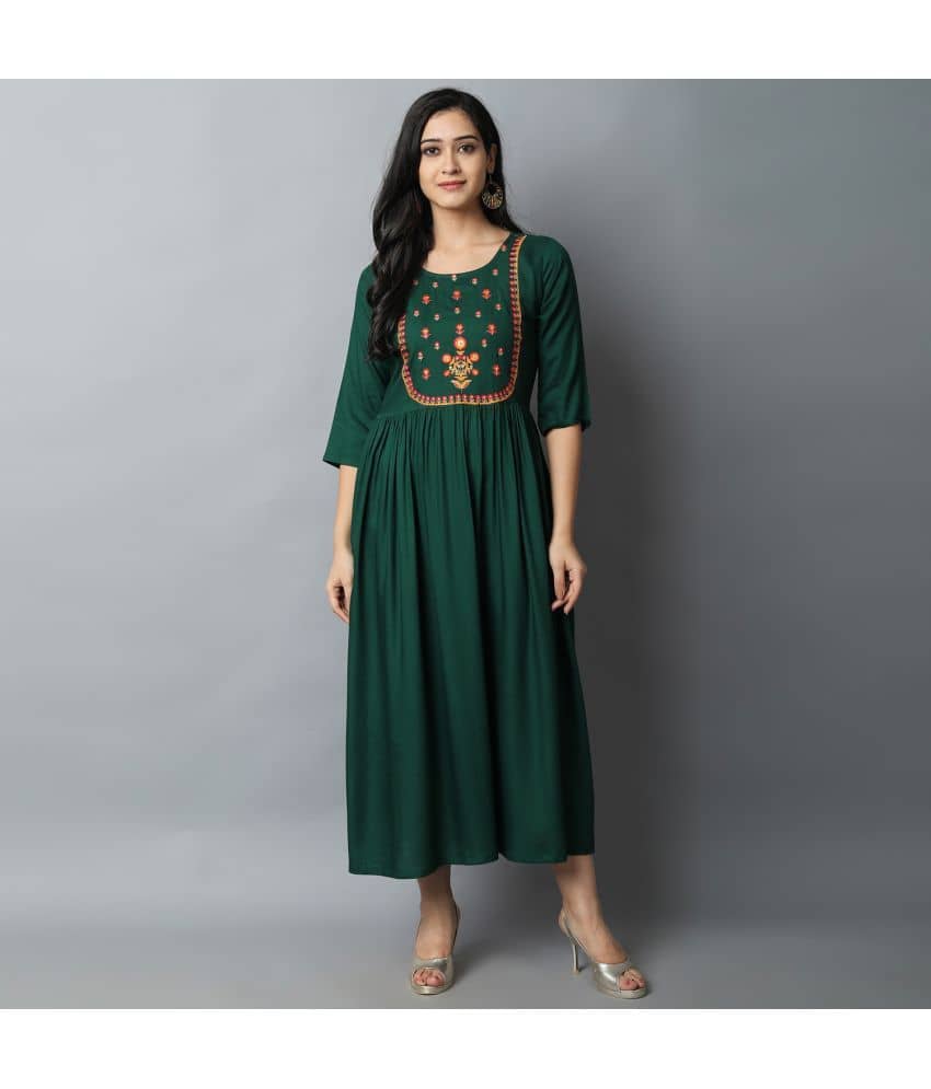 KRISKA - Blue Rayon Women's A-line Kurti ( Pack of 1 ) - Kurtis, Tunics | Buy online on ZillyBuy