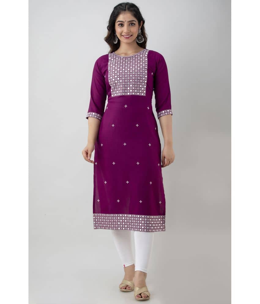 KRISKA - Black Rayon Women's Straight Kurti ( Pack of 1 ) - Kurtis, Tunics | Buy online on ZillyBuy