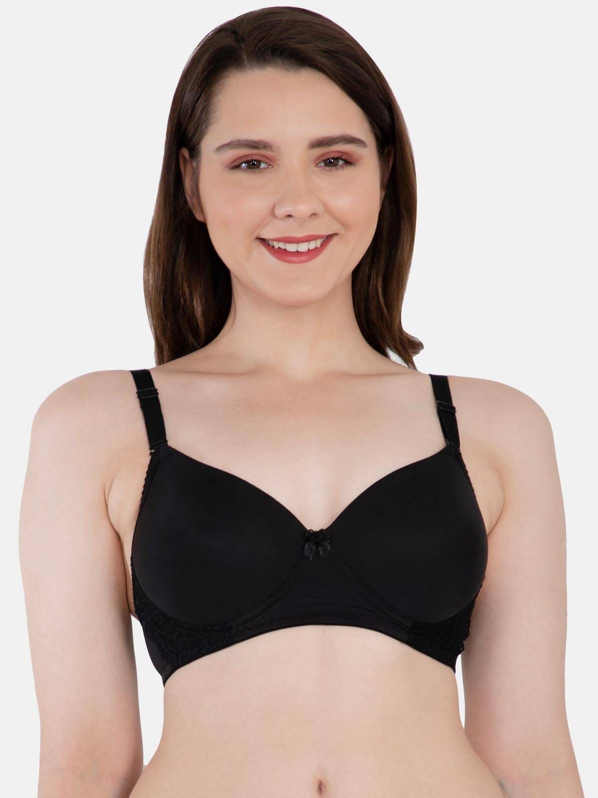 LACYLUXE Nylon Lightly Padded Women's T-Shirt Bra ( Black ) LACYLUXE Nylon Lightly Padded Women's T-Shirt Bra ( Black )