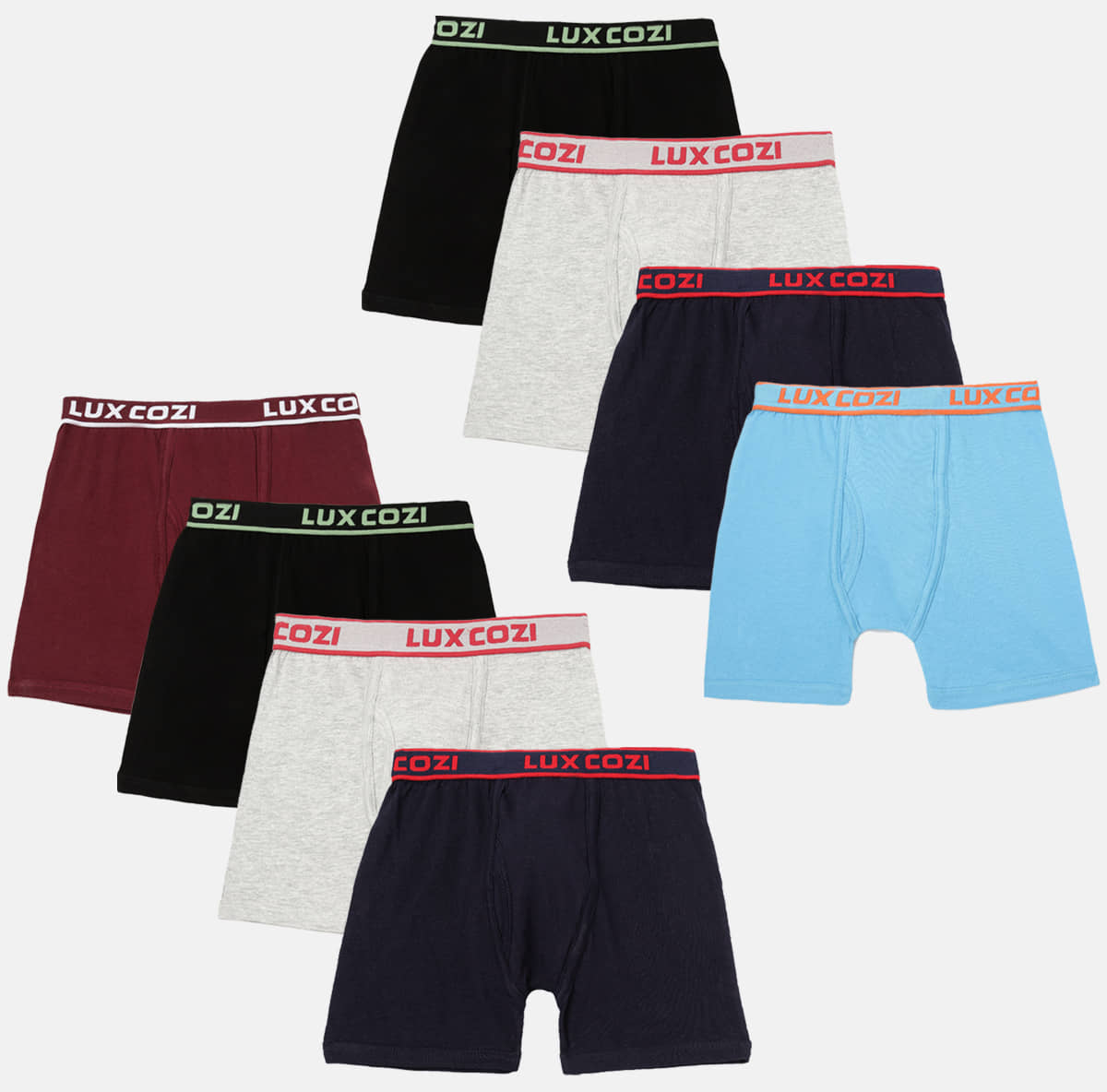 Lux Cozi Pack of 8 Boys Cotton Trunks ( Multicolor ) - Nightwear & Loungewear | Buy online on ZillyBuy