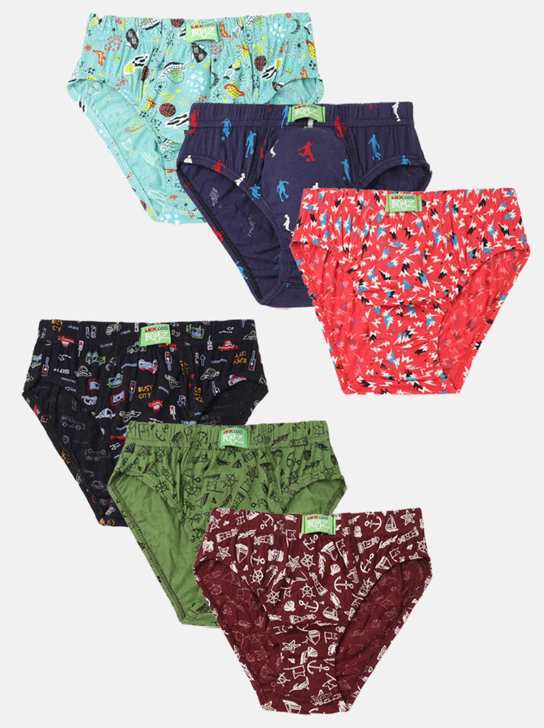 Lux Cozi Pack of 6 Boys Cotton Briefs ( Multicolor ) - Nightwear & Loungewear | Buy online on ZillyBuy