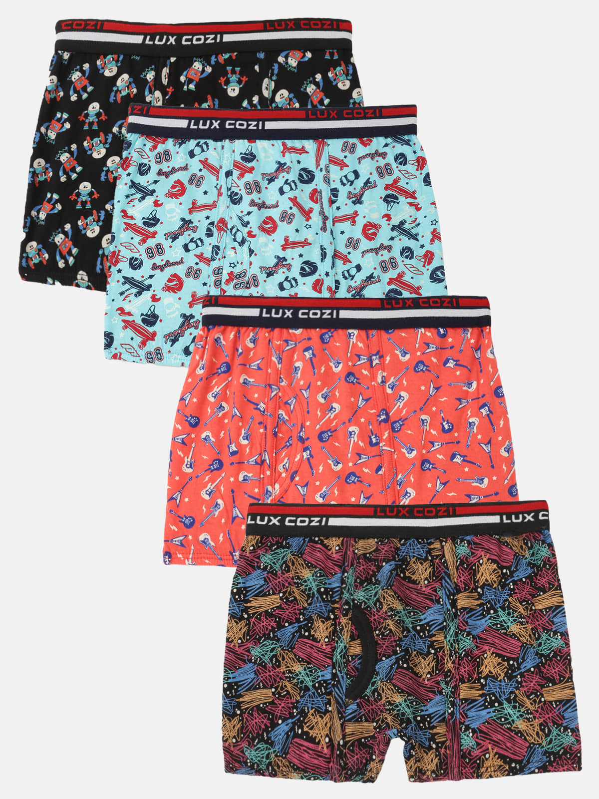 Lux Cozi Pack of 4 Boys Cotton Trunks ( Multicolor ) - Nightwear & Loungewear | Buy online on ZillyBuy