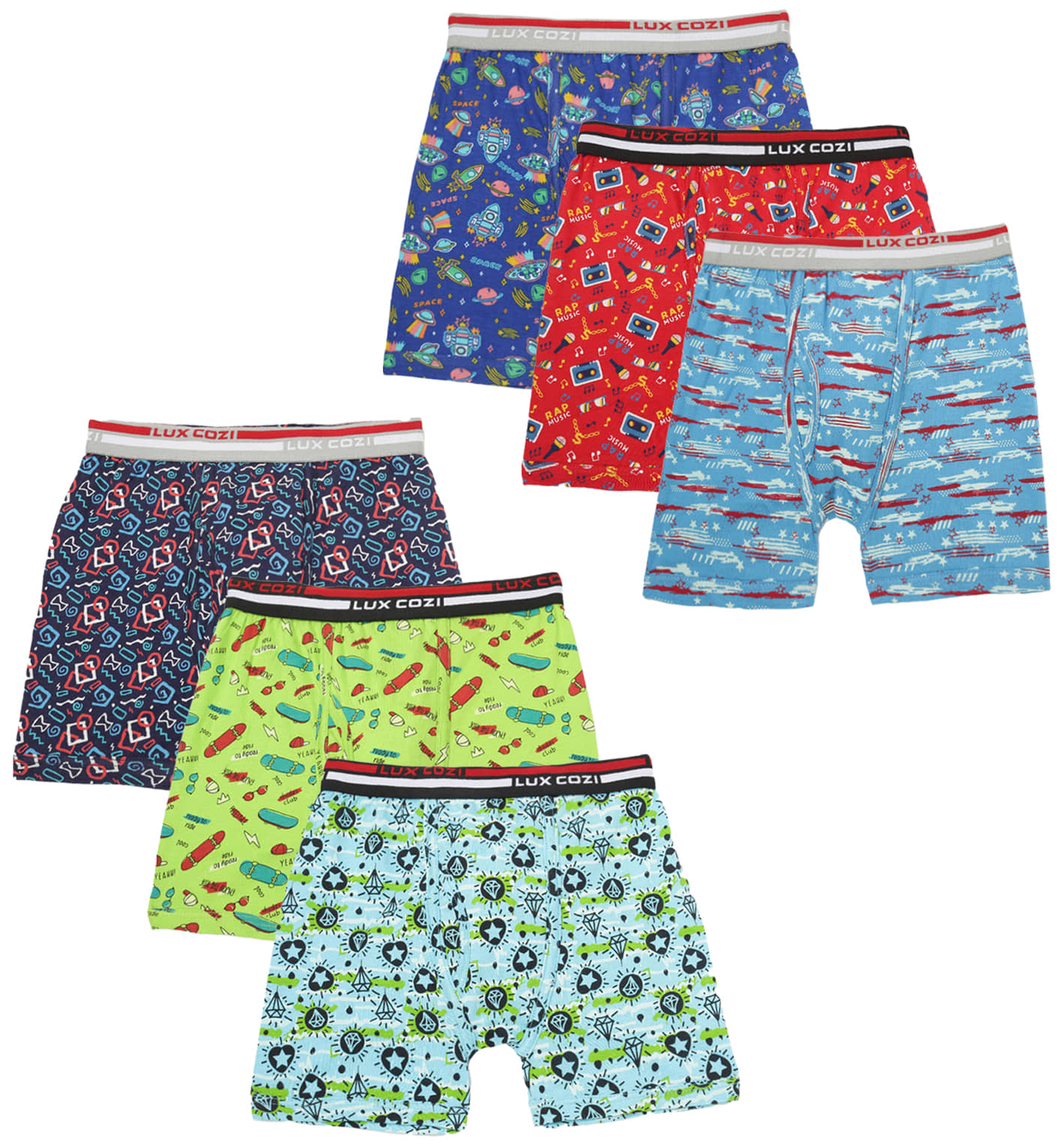 Lux Cozi Pack of 6 Boys Cotton Trunks ( Multicolor ) - Nightwear & Loungewear | Buy online on ZillyBuy