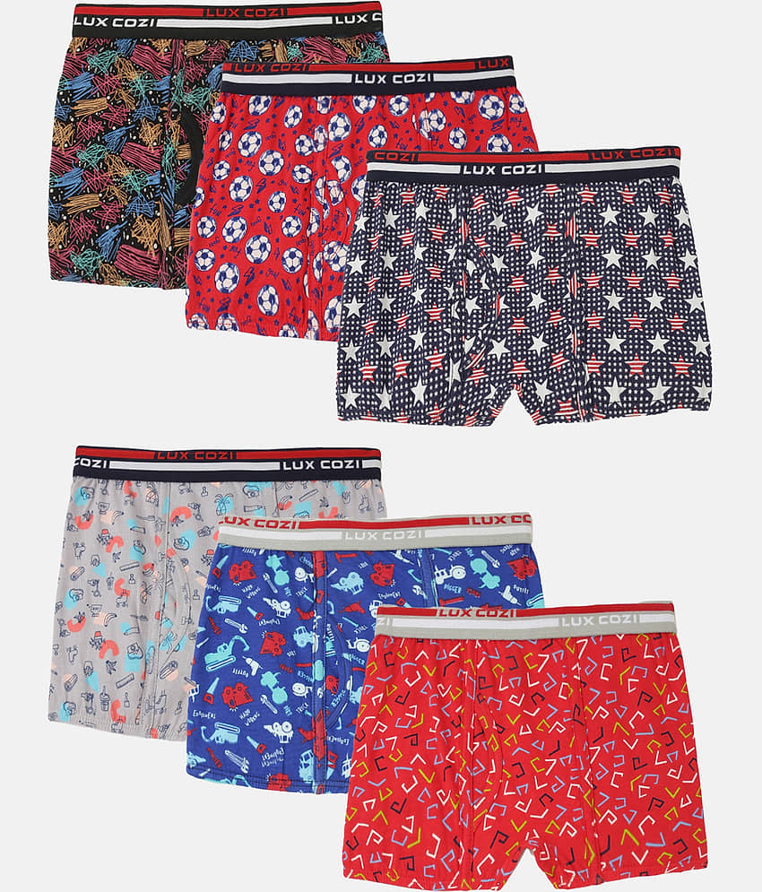 Lux Cozi Pack of 6 Boys Cotton Trunks ( Multicolor ) - Nightwear & Loungewear | Buy online on ZillyBuy