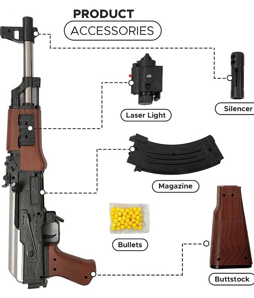 NHR Gun toys With 500 Bullets - Long Range Shooting Gun for +10 Years Kids, Bullet Gun for kids, Shooter Gun for Children's, Toy Shooting Plastic Gun, Snipper Gun, Gun, Bandook, Pistol, AK-47 Gun, Bullet Gun, Toy Gun For Kids