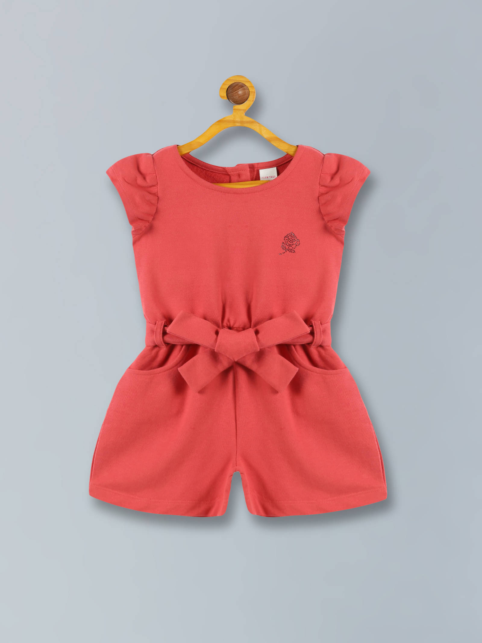     			PLUM TREE Girls Rayon Jumpsuit ( Pack of 1 , Red )
