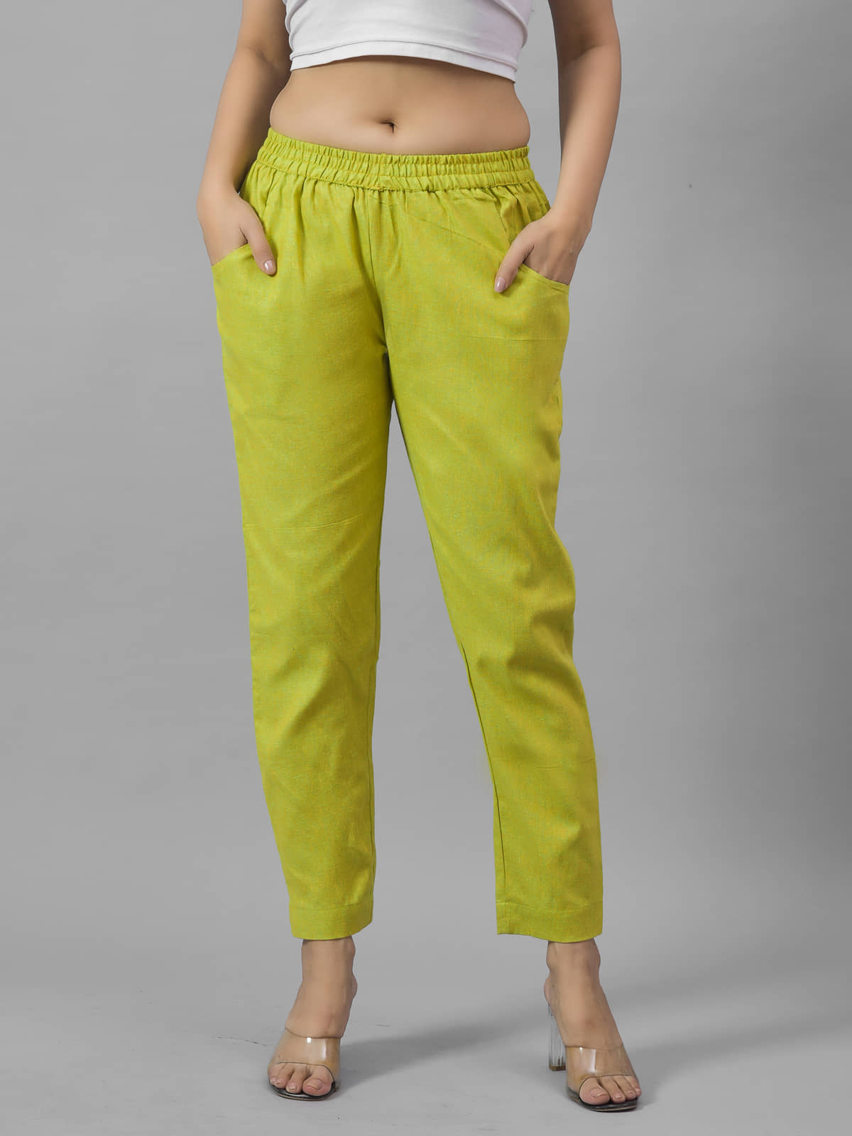 QuaClo - Green Cotton Regular Women's Casual Pants ( Pack of 1 ) - Trousers | Buy online on ZillyBuy