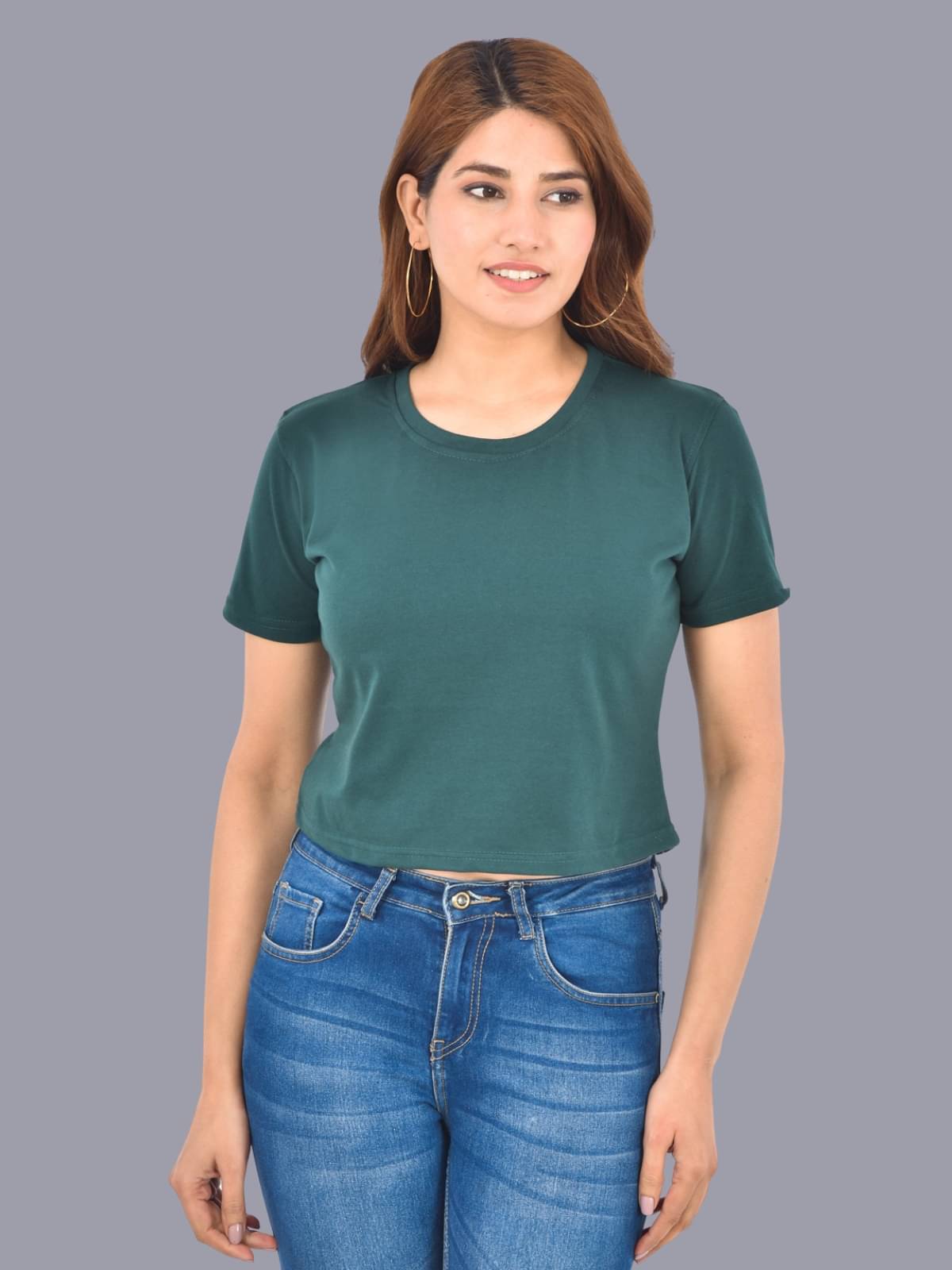 QuaClo Women's Cotton Crop Top ( Green )     			QuaClo Women's Cotton Crop Top ( Green )