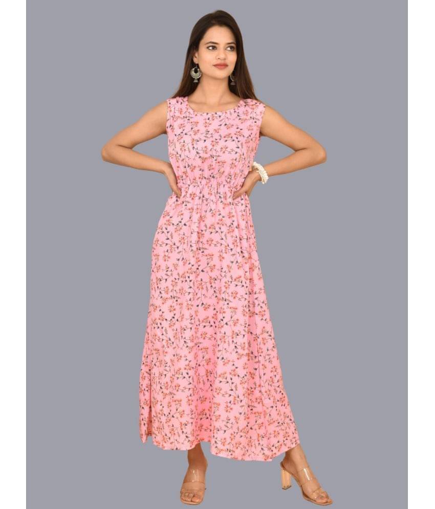     			QuaClo Women Crepe Printed Ethnic Dress ( Multicolor )