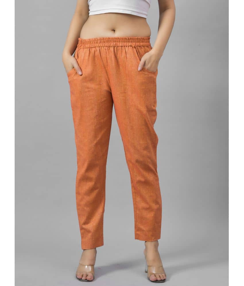 QuaClo - Orange Cotton Regular Women's Casual Pants ( Pack of 1 ) - Trousers | Buy online on ZillyBuy