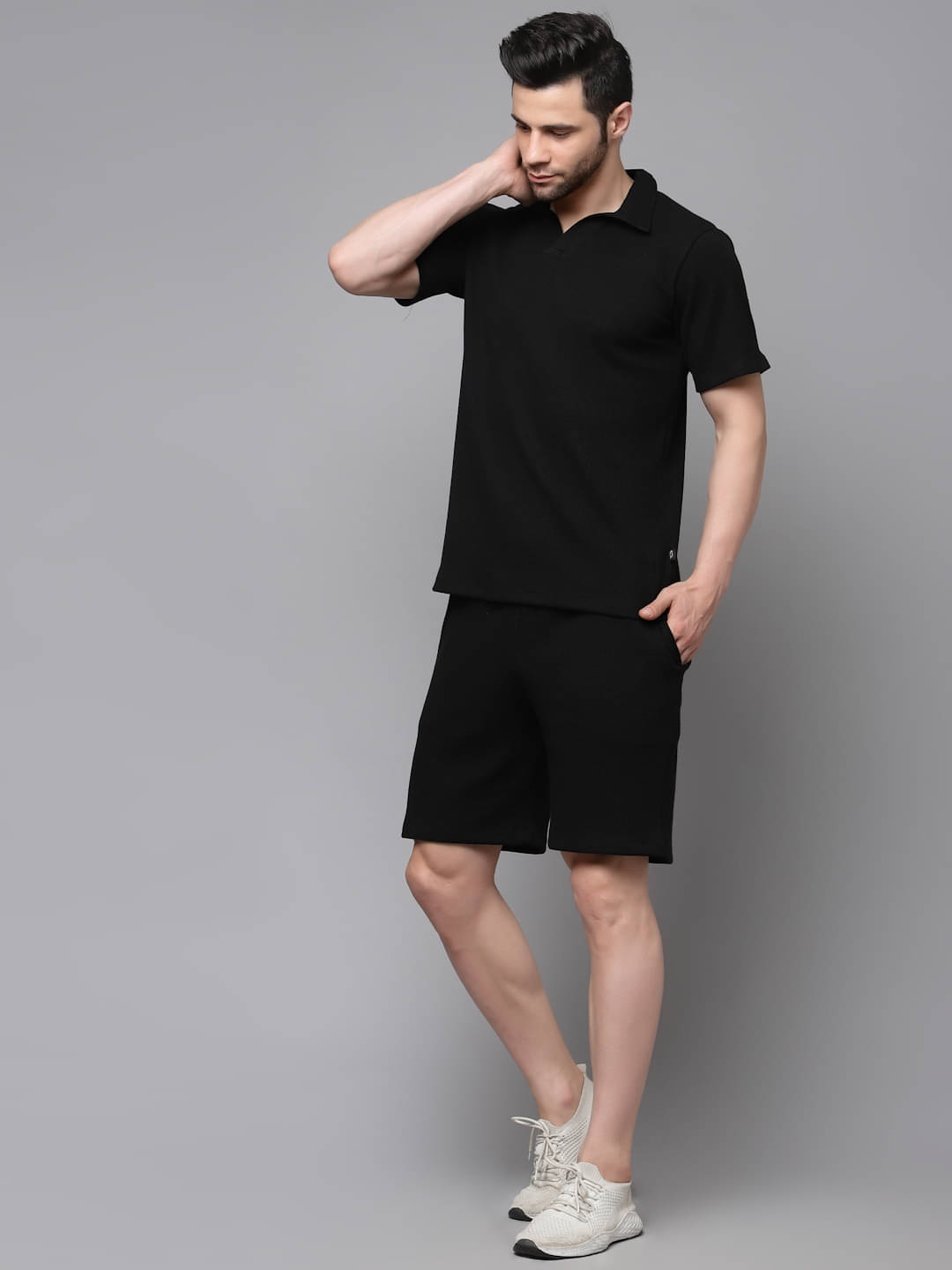     			Rigo Men's T-shirt With Shorts Co-Ords Set ( Pack of 1 , Black )