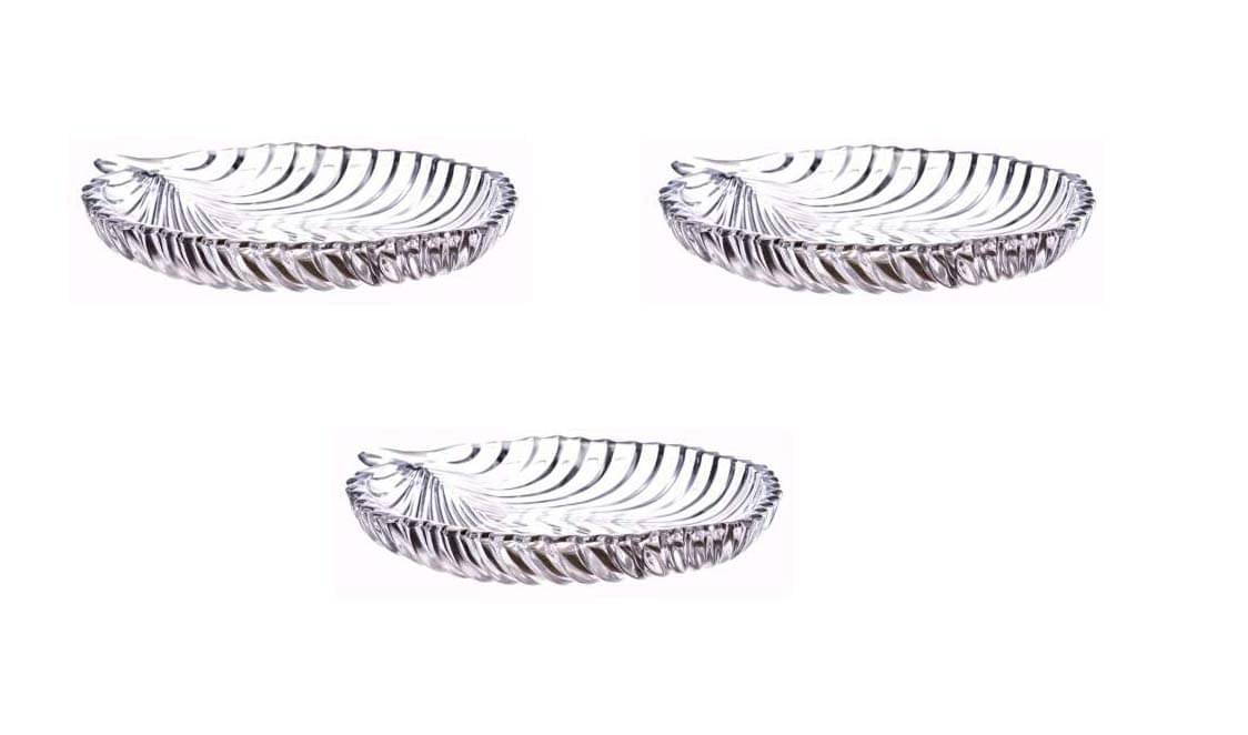 Somil 3 Pcs Glass Transparent Dessert Plate Somil 3 Pcs Glass Transparent Dessert Plate