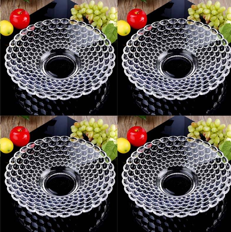     			Somil 4 Pcs Glass Transparent Dessert Plate