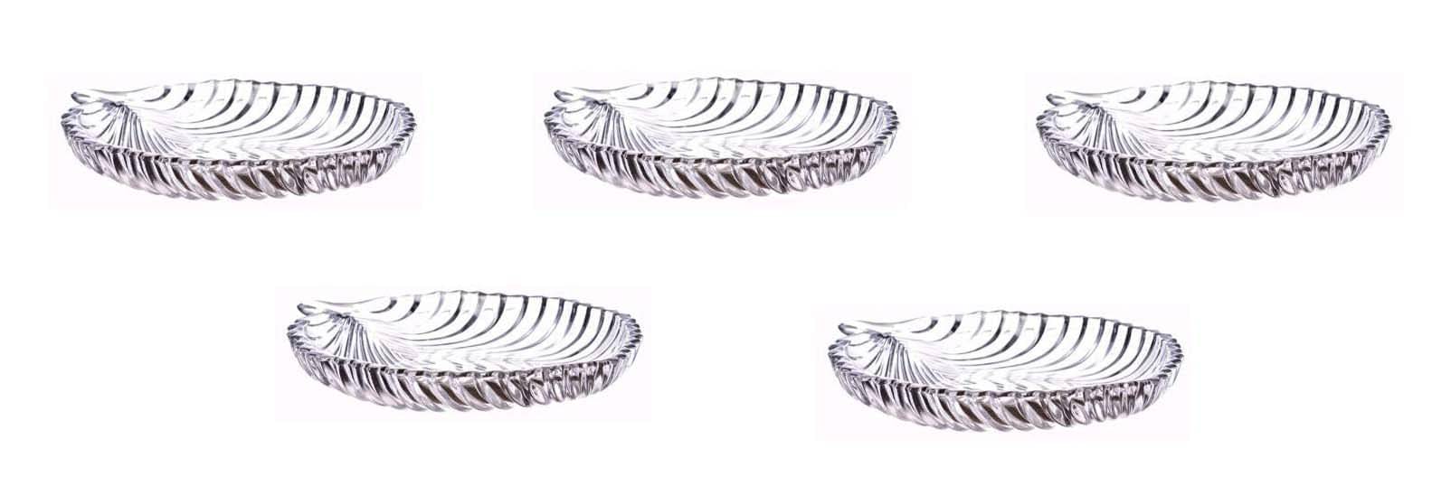     			Somil 5 Pcs Glass Transparent Dessert Plate