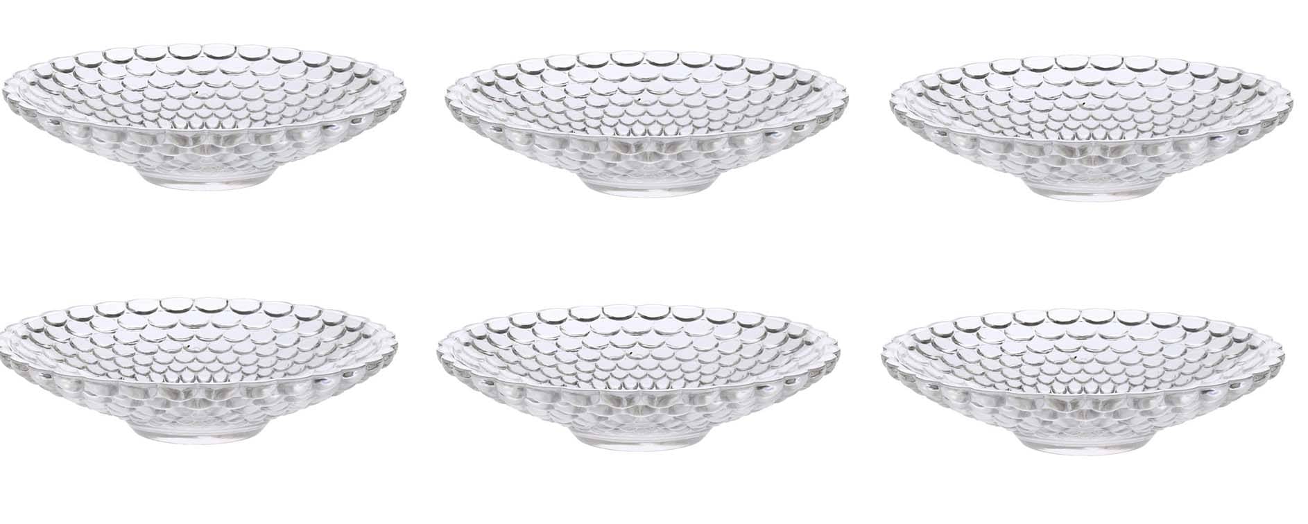 Somil 6 Pcs Glass Transparent Dessert Plate Somil 6 Pcs Glass Transparent Dessert Plate