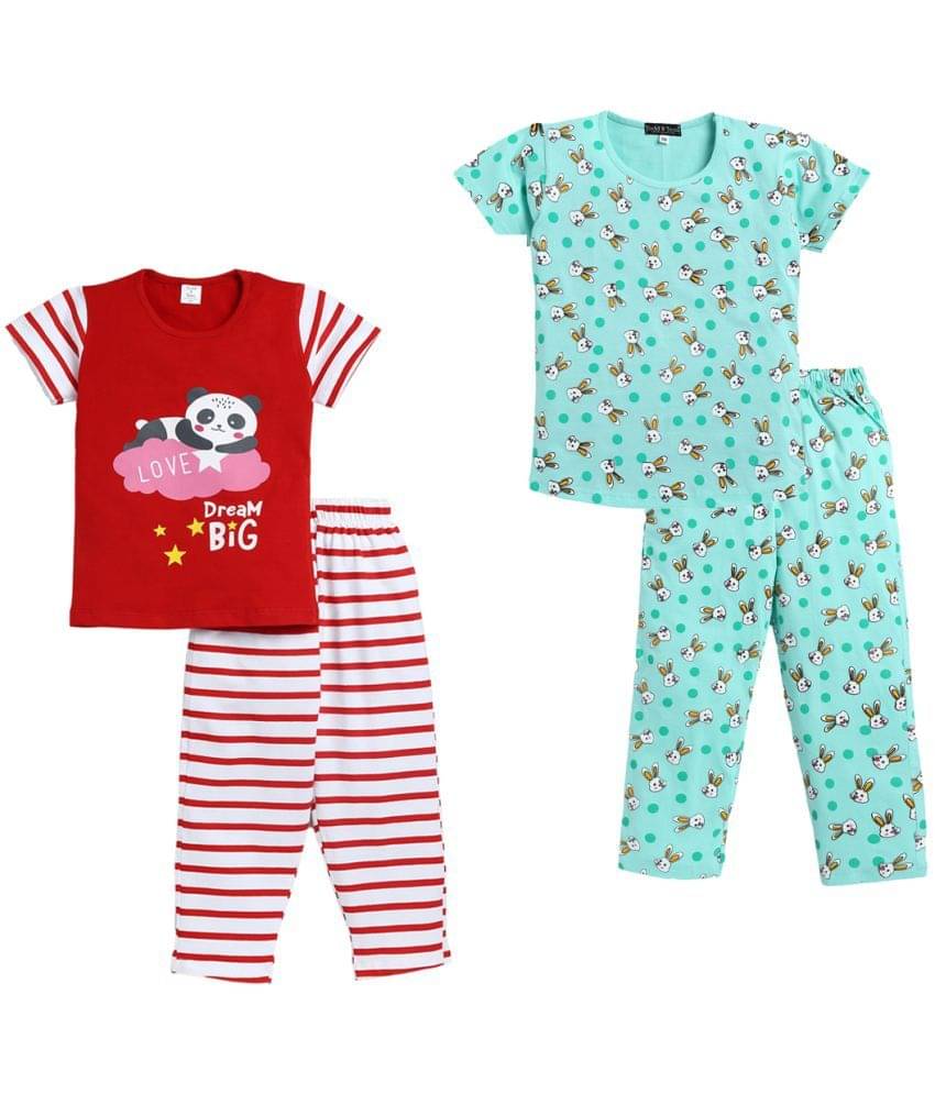     			Todd N Teen Pack of 2 Girls Cotton Top With Pajama ( Multi )