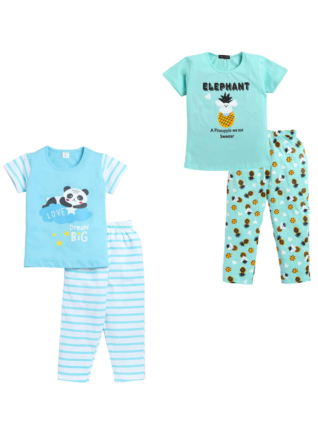     			Todd N Teen Pack of 2 Girls Cotton Top With Pajama ( Multi )