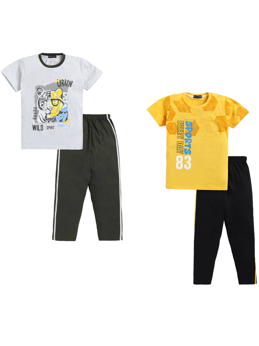 Todd N Teen Pack of 2 Boys Cotton T-Shirt & Trackpants Set ( Multicolor )
