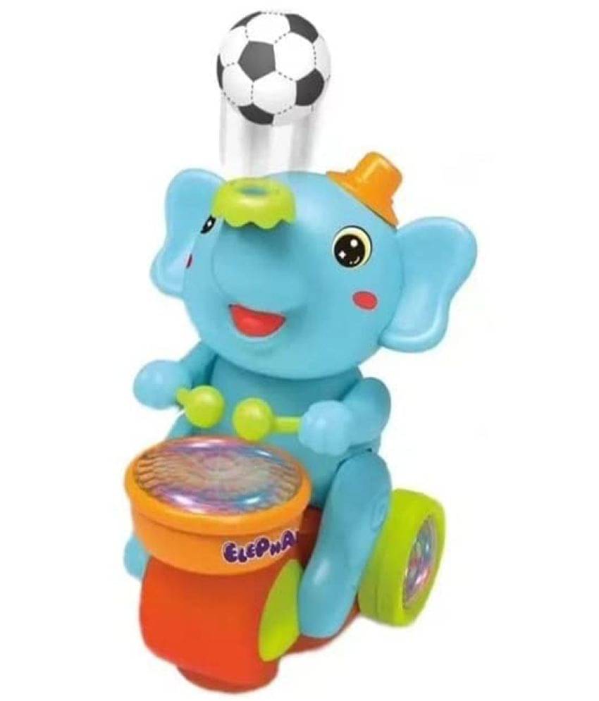     			Villy Elephant Musician Toy for Kids with Music and Flashing Light Walking Drum Playing with 2 Lavitation Ball Electric Toys for Kids (Assorted Color)