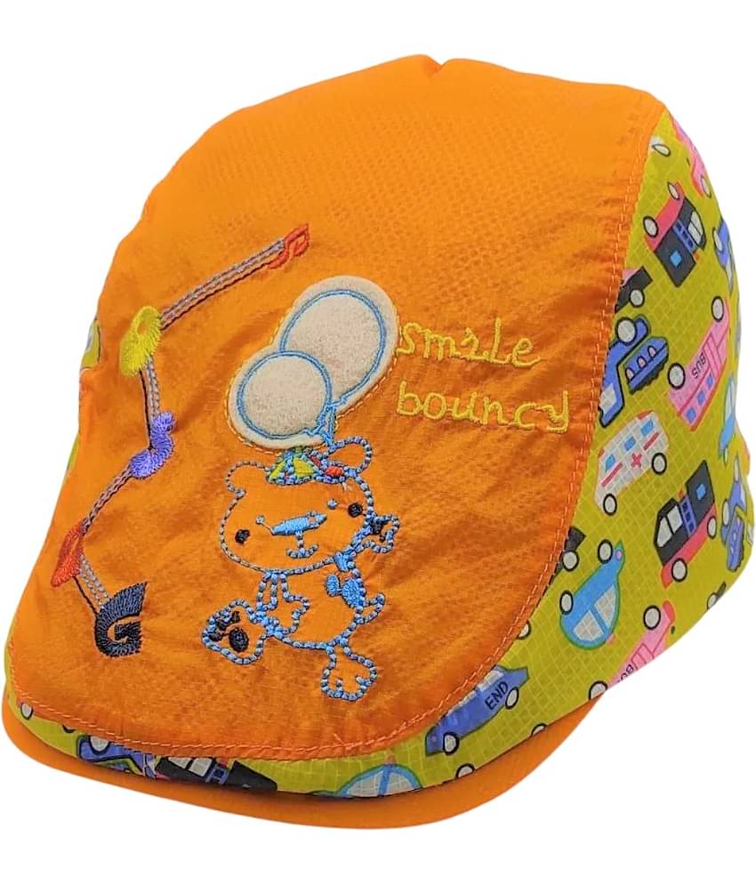 Zacharias Baby Boy's & Girl's Kids Beret Golf Polyester Cap (06-24 Months) Smile-Bouncy-Orange
