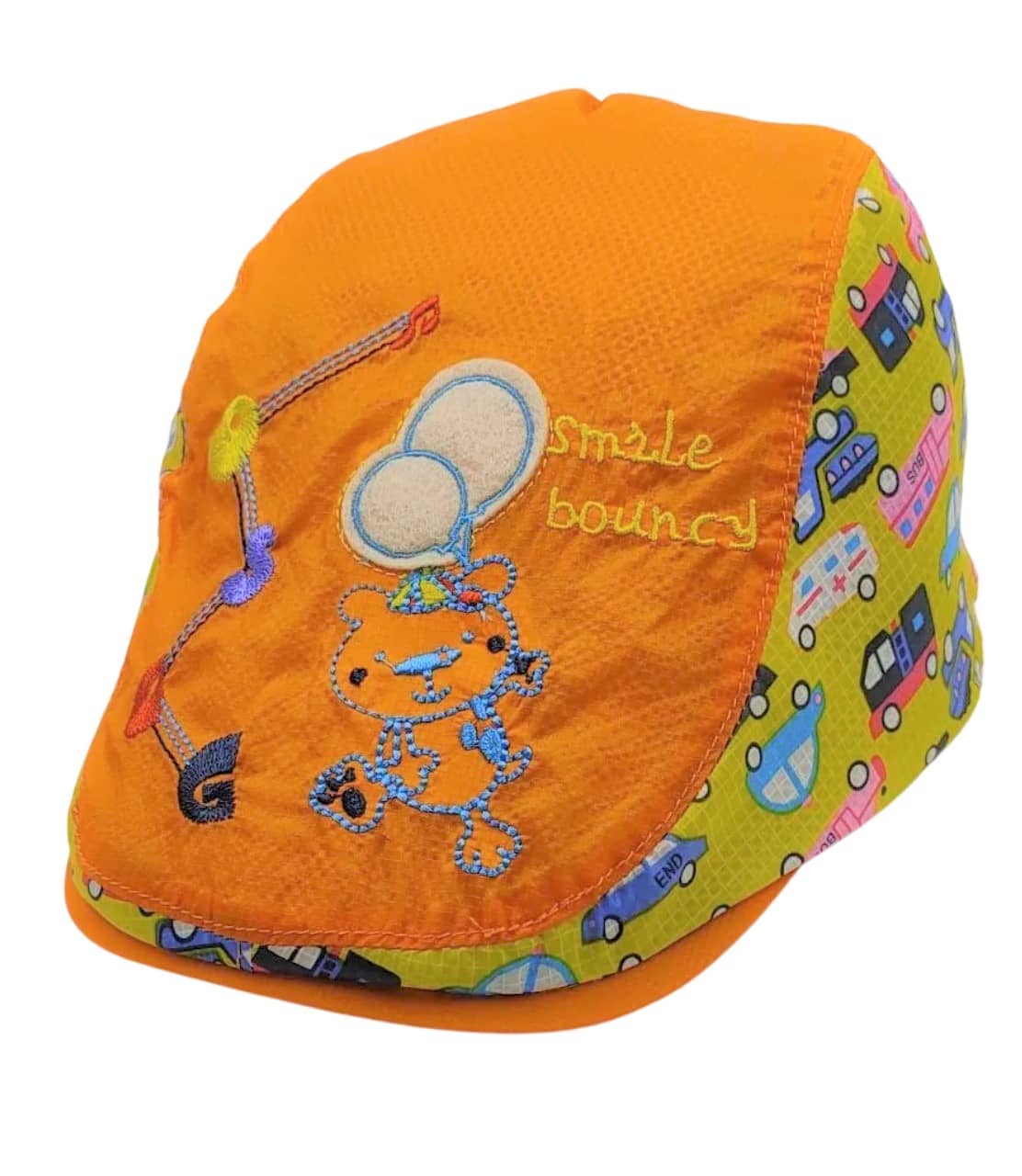 Zacharias Baby Boy's & Girl's Kids Beret Golf Polyester Cap (06-24 Months) Smile-Bouncy-Orange