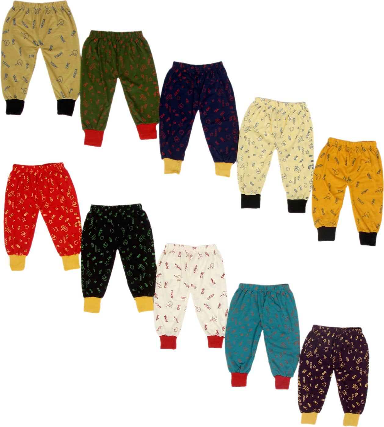 DIAMOND EXPORTER Pack of 10 Baby Boys Cotton Pyjama ( Multi Color ) - Track Pants | Buy online on ZillyBuy