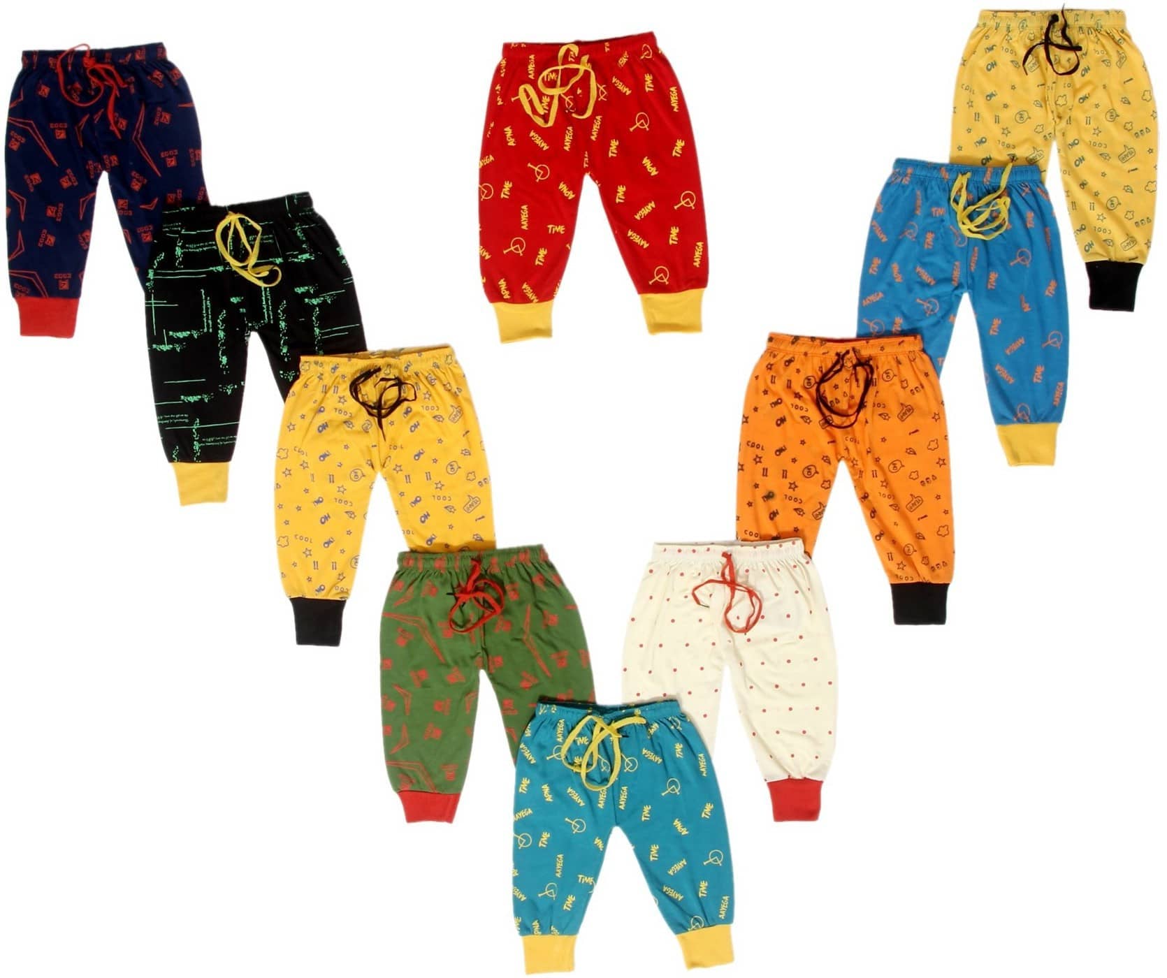 DIAMOND EXPORTER Pack of 10 Baby Boys Cotton Pyjama ( Multi Color ) - Track Pants | Buy online on ZillyBuy