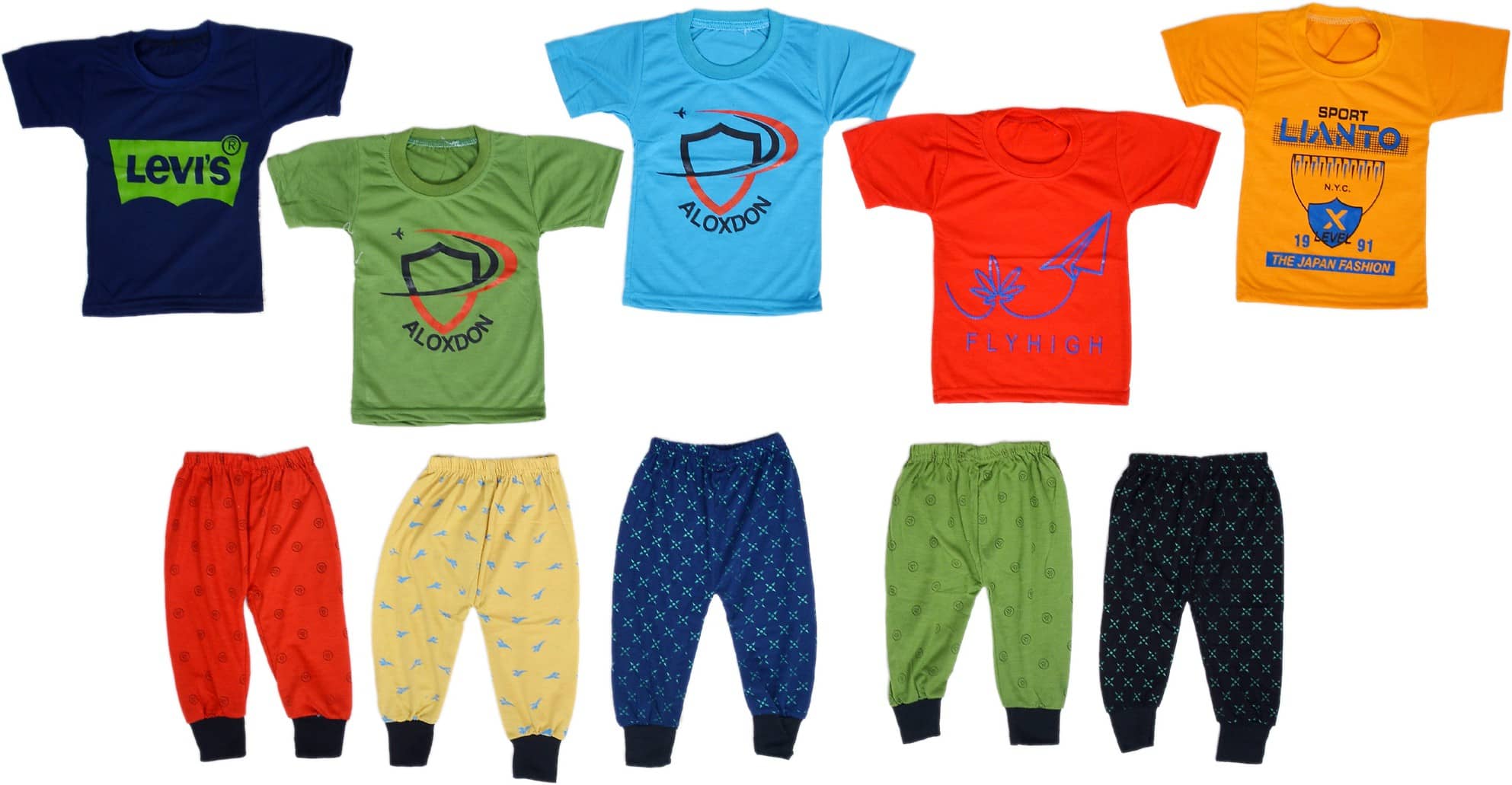 DIAMOND EXPORTER Pack of 10 Boys Cotton T-Shirt & Trackpants Set ( Multicolor )