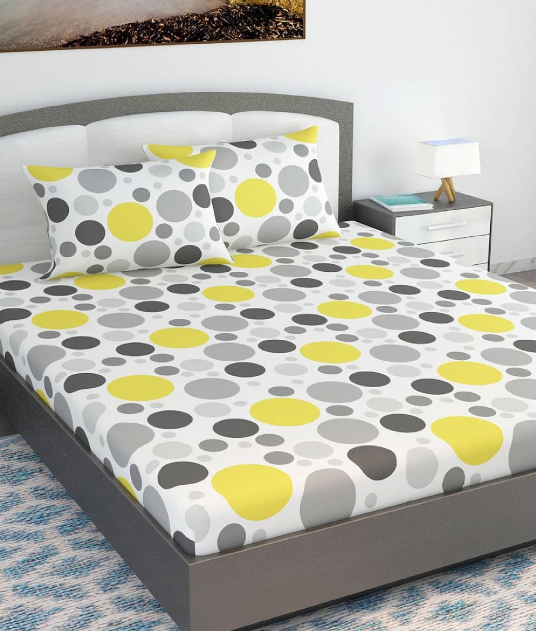 DIVINE CASA Cotton King Bedsheet ( Yellow ) DIVINE CASA Cotton King Bedsheet ( Yellow )