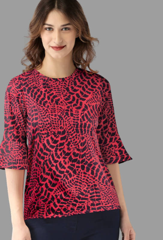     			Sanjana Silk Women's Polyester Regular Top ( Pink )