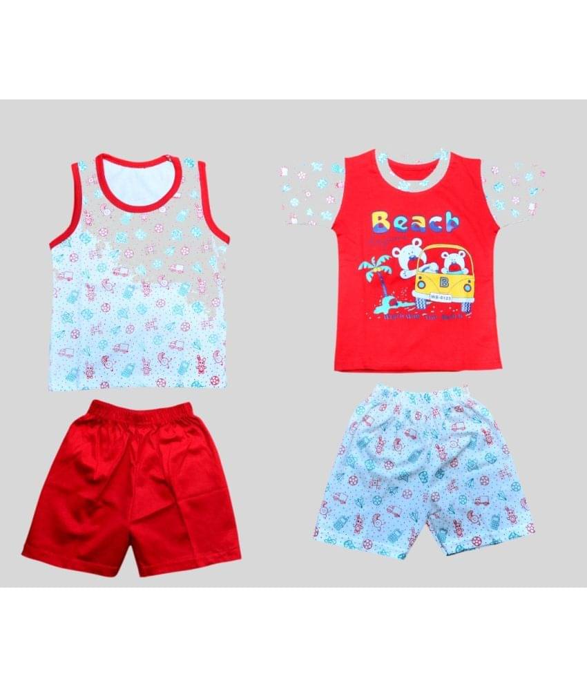     			TRITI Pack of 2 Unisex for Baby Cotton Top & Shorts ( Red )