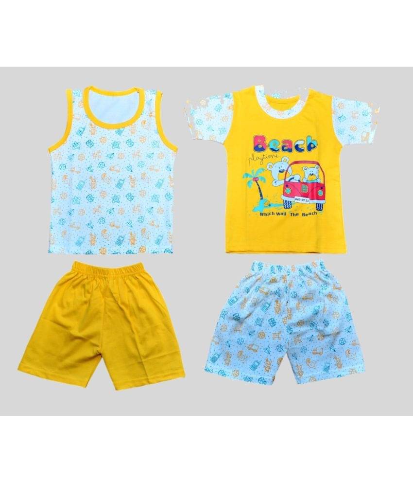     			TRITI Pack of 2 Unisex for Baby Cotton Top & Shorts ( Yellow )