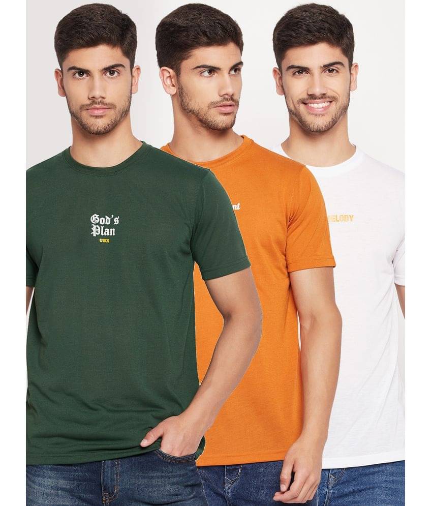 UBX Pack of 3 Cotton Blend Regular Fit Men's T-Shirt ( Orange ) UBX Pack of 3 Cotton Blend Regular Fit Men's T-Shirt ( Orange )