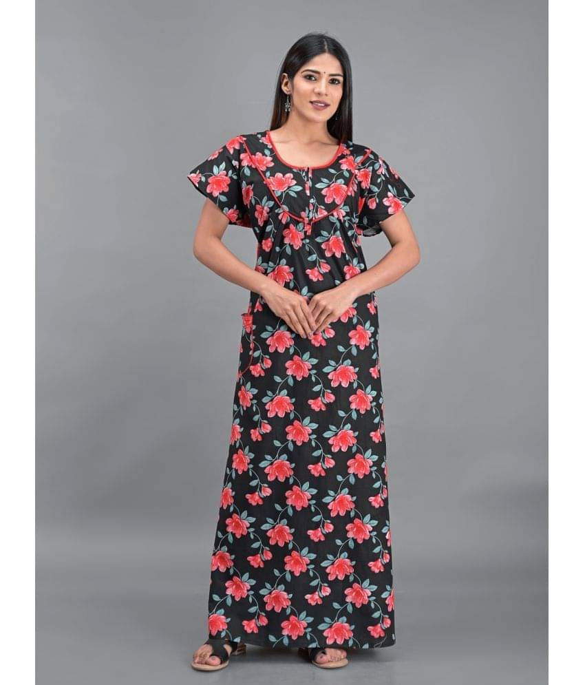     			Apratim - Black Cotton Women's Nightwear Nighty & Night Gowns ( Pack of 1 )