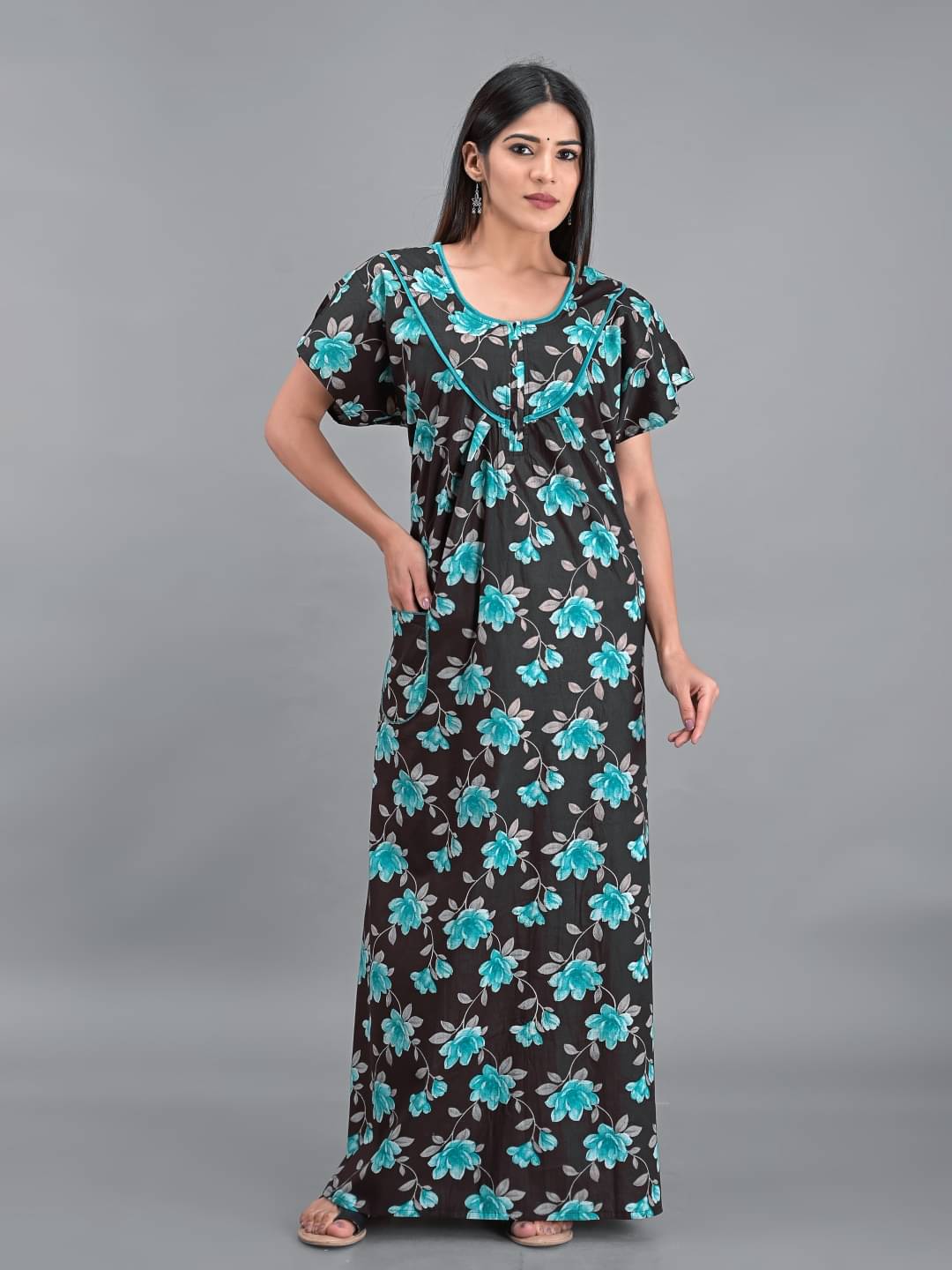     			Apratim - Black Cotton Women's Nightwear Nighty & Night Gowns ( Pack of 1 )