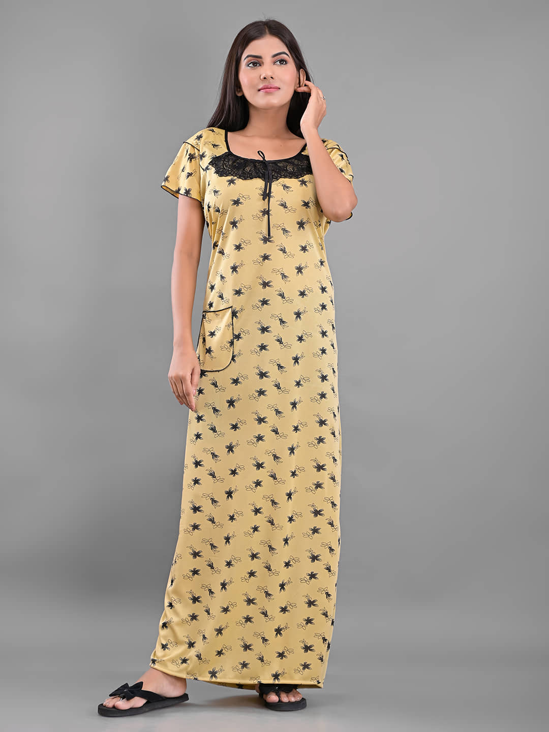 Apratim - Yellow Cotton Women's Nightwear Nighty & Night Gowns ( Pack of 1 ) - Nightwear & Loungewear | Buy online on ZillyBuy